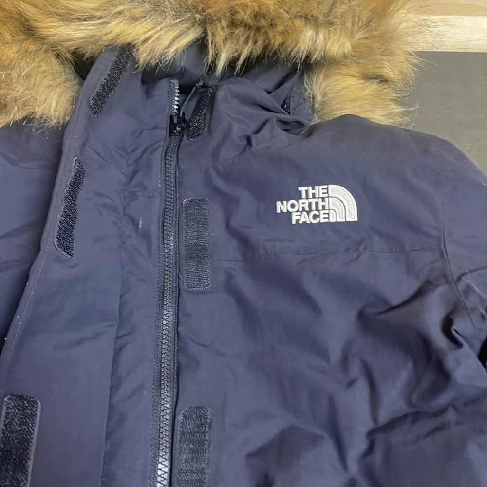 The North Face Dark Blue Jacket with Faux Fur Trim - Picture 3 of 6
